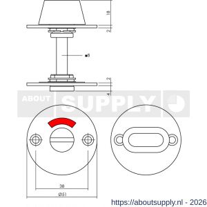 Intersteel Living 3409 WC-sluiting diameter 50x2 mm met stift 8x8 mm structuur zwart - S26008273 - afbeelding 2