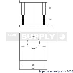Intersteel 3433 rondcilinderrozetten verdekt 50x50x5 mm structuur zwart - S26011354 - afbeelding 1