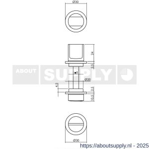 Intersteel Living 3438 WC-sluiting zelfklevend diameter 30x3 mm met stift 8x8 mm structuur zwart - S26009575 - afbeelding 2