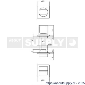 Intersteel Living 3439 WC-sluiting zelfklevend 30x30x3 mm met stift 8x8 mm structuur zwart - S26009576 - afbeelding 2