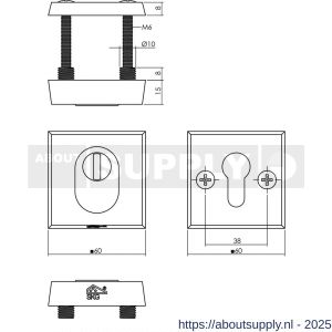 Intersteel Living 3750 SKG3 veiligheidsrozetten vierkant 60x60x15 mm profielcilindergat met kerntrekbeveiliging zwart - S26009933 - afbeelding 2
