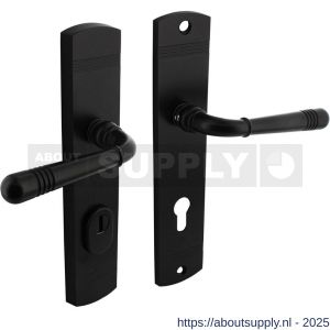 Intersteel Living 3777 achterdeurbeslag Helena 239x50 mm kruk-kruk profielcilindergat 72 mm met kerntrekbeveiliging zwart - S26010801 - afbeelding 1