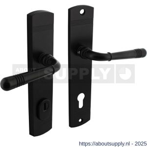 Intersteel Living 3777 achterdeurbeslag Helena 239x50 mm kruk-kruk profielcilindergat 92 mm met kerntrekbeveiliging zwart - S26010802 - afbeelding 1