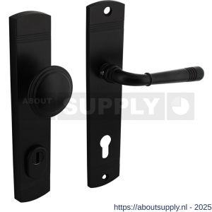 Intersteel Living 3778 voordeurbeslag Helena 239x50 mm knop-kruk profielcilindergat 92 mm met kerntrekbeveiliging zwart - S26010804 - afbeelding 1