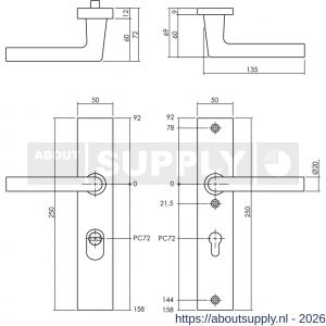 Intersteel Living 3795 SKG3 veiligheidsbeslag rechthoekig 250x50 mm kruk-kruk Jura met veerconstructie profielcilindergat 72 mm met kerntrekbeveiliging zwart - S26009704 - afbeelding 2