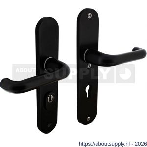 Intersteel Living 3797 SKG3 veiligheidsbeslag ovaal 250x50 mm kruk-kruk Rond met veerconstructie profielcilindergat 72 mm met kerntrekbeveiliging zwart - S26008291 - afbeelding 1