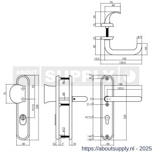 Intersteel Living 3960 SKG3 veiligheidsbeslag ovaal 250x50 mm greep-kruk Rond profielcilindergat 72 mm met kerntrekbeveiliging structuur zwart - S26006806 - afbeelding 2