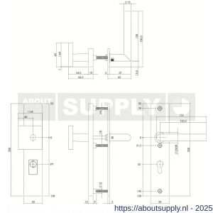 Intersteel Living 3962 SKG3 veiligheidsbeslag rechthoekig 250x50 mm greep-kruk Jura profielcilindergat 55 mm met kerntrekbeveiliging structuur zwart - S26008299 - afbeelding 2