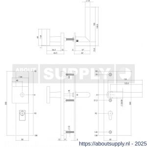 Intersteel Living 3962 SKG3 veiligheidsbeslag rechthoekig 250x50 mm greep-kruk Jura profielcilindergat 92 mm met kerntrekbeveiliging structuur zwart - S26008302 - afbeelding 2