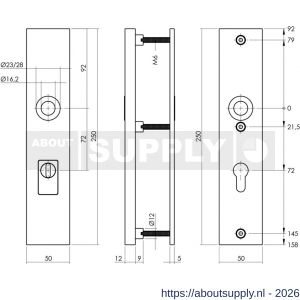 Intersteel 3963 SKG3 veiligheidsschilden rechthoekig 250x50 mm profielcilindergat 72 mm met kerntrekbeveiliging structuur zwart - S26006809 - afbeelding 2