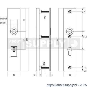 Intersteel 3963 SKG3 veiligheidsschilden rechthoekig 250x50 mm profielcilindergat 92 mm met kerntrekbeveiliging structuur zwart - S26007033 - afbeelding 2