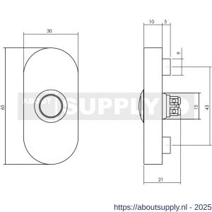 Intersteel Living 3990 beldrukker ovaal verdekt 65x30x10 RVS-mat zwart - S26006810 - afbeelding 2