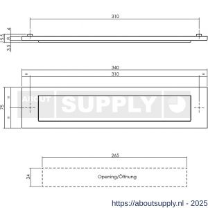 Intersteel Living 4000 briefplaat rechthoekig 340x75 mm met klep-regenrand structuur zwart - S26007308 - afbeelding 2