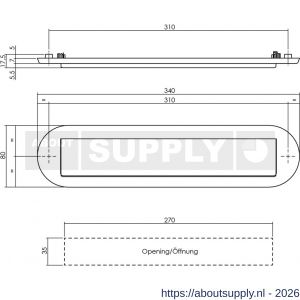 Intersteel Living 4000 briefplaat ovaal 340x80 mm met klep-regenrand structuur zwart - S26007310 - afbeelding 2