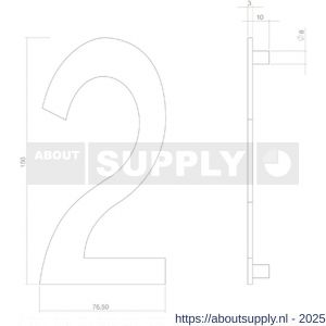 Intersteel Living 4020 huisnummer 2 150 mm RVS-structuur zwart - S26006818 - afbeelding 2