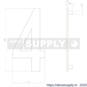 Intersteel Living 4020 huisnummer 4 150 mm RVS-structuur zwart - S26006820 - afbeelding 2