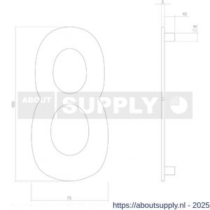Intersteel Living 4020 huisnummer 8 150 mm RVS-structuur zwart - S26006824 - afbeelding 2