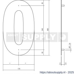 Intersteel Living 4021 huisnummer 0 XL hoogte 300 mm RVS structuur zwart - S26009176 - afbeelding 2