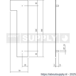 Intersteel Living 4021 huisnummer 1 XL hoogte 300 mm RVS structuur zwart - S26009177 - afbeelding 2