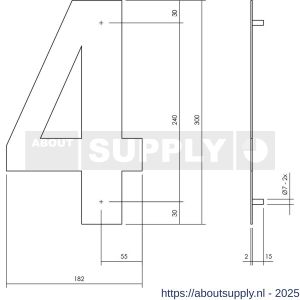Intersteel Living 4021 huisnummer 4 XL hoogte 300 mm RVS structuur zwart - S26009180 - afbeelding 2