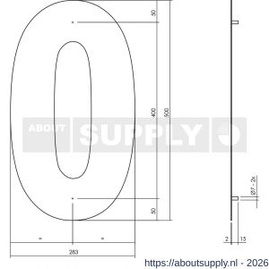 Intersteel Living 4021 huisnummer 0 XXL hoogte 500 mm RVS structuur zwart - S26009186 - afbeelding 2