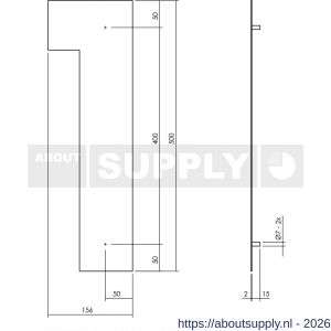 Intersteel Living 4021 huisnummer 1 XXL hoogte 500 mm RVS structuur zwart - S26009187 - afbeelding 2