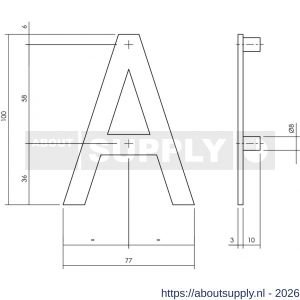 Intersteel Living 4026 huisletter A 100 mm RVS structuur zwart - S26009941 - afbeelding 2