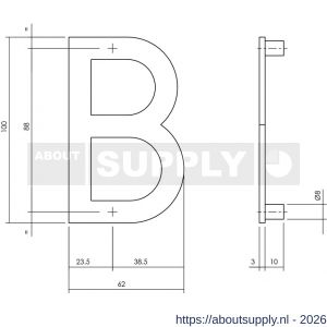 Intersteel Living 4026 huisletter B 100 mm RVS structuur zwart - S26009942 - afbeelding 2