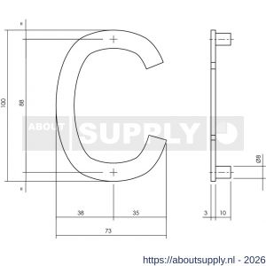 Intersteel Living 4026 huisletter C 100 mm RVS structuur zwart - S26009943 - afbeelding 2