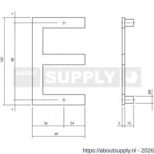 Intersteel Living 4026 huisletter E 100 mm RVS structuur zwart - S26009945 - afbeelding 2