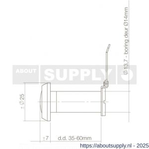 Intersteel Living 4055 deurspion 180 graden deurdikte 35-60 mm diameter 14 mm zwart - S26009946 - afbeelding 2