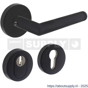 Intersteel Living 4057 set achterdeurbeslag rond deurkruk Jura met massieve rozetten en SKG3 veiligheidsrozetten structuur zwart - S26009689 - afbeelding 1