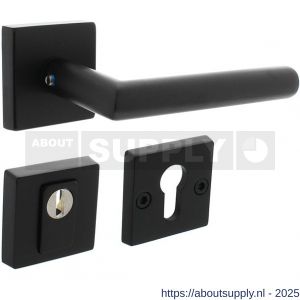 Intersteel Living 4057 set achterdeurbeslag vierkant deurkruk Jura met massieve rozetten en SKG3 veiligheidsrozetten structuur zwart - S26009691 - afbeelding 1