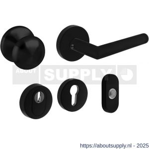 Intersteel Living 4057 set voordeurbeslag rond voordeurknop SKG rozetten deurbel en deurkruk op rozet structuur zwart - S26009949 - afbeelding 1