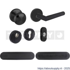 Intersteel Living 4057 set voordeurbeslag rond voordeurknop SKG rozetten deurbel briefplaat tochtwering en deurkruk op rozet structuur zwart - S26009950 - afbeelding 1