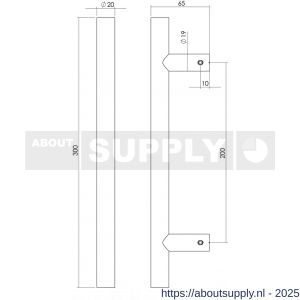 Intersteel Living 4324 deurgreep per stuk T-vorm 300x65x20 mm hart op hart 200 mm structuur zwart - S26007753 - afbeelding 2