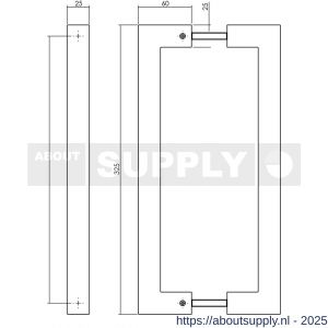 Intersteel Living 4330 deurgrepen per paar vierkant 325x60x25 mm hart op hart 300 mm RVS structuur zwart - S26010331 - afbeelding 2