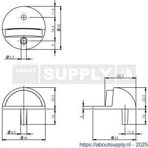 Intersteel Living 4420 deurstop bolrond diameter 45x22 mm vloermontage zwart - S26000979 - afbeelding 2