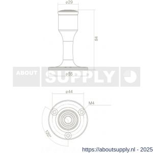 Intersteel Living 4420 deurstop recht diameter 55x85 mm wandmontage zwart - S26000980 - afbeelding 2