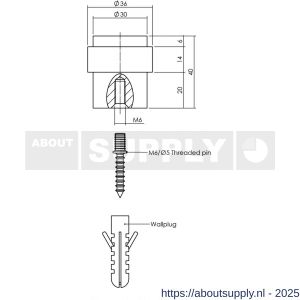Intersteel Living 4420 deurstop diameter 30x40 mm vloermontage zwart - S26009196 - afbeelding 2