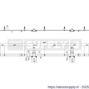 Intersteel Living 4501 schuifdeursysteem 2x1 meter met hangrollen recht top 130 mm zwart - S26008311 - afbeelding 2