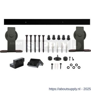 Intersteel Living 4501 schuifdeursysteem 2x1 meter met hangrollen recht top 130 mm zwart - S26008311 - afbeelding 1