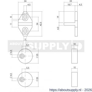 Intersteel Living 4501 set geleide- en afstandhouders voor schuifdeursysteem met bevestiging zwart - S26008313 - afbeelding 2