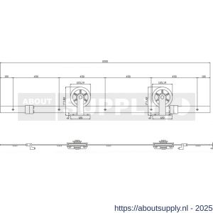 Intersteel Living 4501 schuifdeursysteem 2x1 meter met hangrollen spaakwiel top 170 mm zwart - S26008324 - afbeelding 2