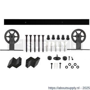 Intersteel Living 4501 schuifdeursysteem 2x1 meter met hangrollen spaakwiel top 170 mm zwart - S26008324 - afbeelding 1