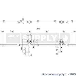 Intersteel Living 4501 schuifdeursysteem 2x1 meter met hangrollen spaakwiel 340 mm zwart - S26008325 - afbeelding 2