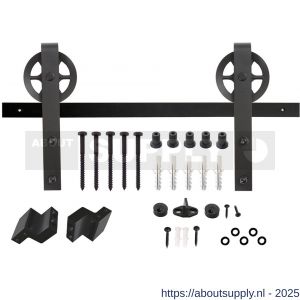 Intersteel Living 4501 schuifdeursysteem 2x1 meter met hangrollen spaakwiel 340 mm zwart - S26008325 - afbeelding 1