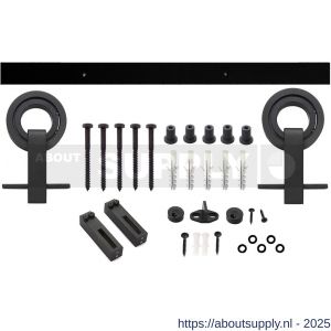 Intersteel Living 4501 schuifdeursysteem 2x1 meter met hangrollen open wiel top 155 mm zwart - S26008326 - afbeelding 1