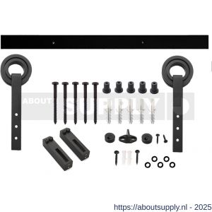 Intersteel Living 4501 schuifdeursysteem 2x1 meter met hangrollen open wiel 255 mm zwart - S26008327 - afbeelding 1