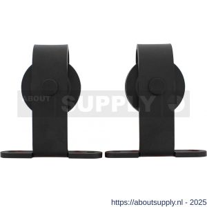 Intersteel Living 4501 set van 2 rollers recht 130 mm voor schuifdeursysteem 450100 met bevestiging staal mat zwart - S26008329 - afbeelding 1